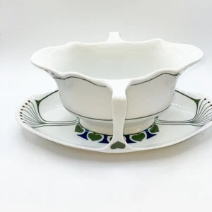 Ferdinand Selle Burgau Katharina Vintage 1900 Art Nouveau Curvy Shape Sauceboat - Picture 1 of 11