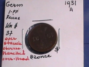 GERMANY 1 PFENNIG 1931 A ERROR KM #37 - Picture 1 of 5