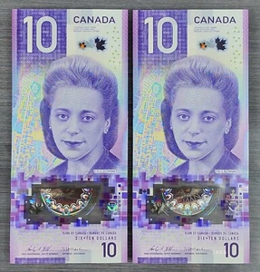 Billete de Canadá 2018 2x 10 dólares serie consecutiva # Wilkins/Macklem UNC - Imagen 1 de 7