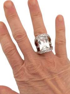 7/8 Zoll Tropfen klar Kristall übergroßer ovaler Statement-Ring koreanischer Schmuck Größe 6 - Bild 1 von 3