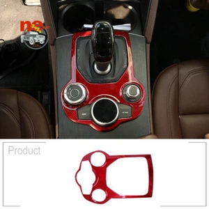 Red Carbon Car Center Control Gear Panel Trim Cover For Alfa Romeo Giulia 17-19 - Imagen 1 de 5