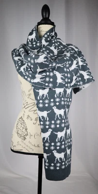 Vera Bradley Cozy Winter Scarf Holiday Dogs NWT Gray Free Ship - Image 1 of 4