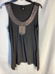 Willi Smith Womens Medium Sleeveless Dark Grey Viscose Blouse - Picture 1 of 4