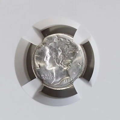 1942 S Broad Struck with Obverse Struck Thru Mercury Dime NGC MS 65 FB - Image 1 of 4