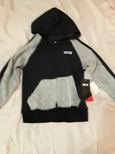 Boy's Black/Grey Hooded Zip up SweatShirt Size 5/6 - Picture 1 of 2