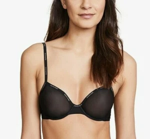 New Calvin Klein Sheer Marquisette Demi Spacer Bra Black 32B - Picture 1 of 5