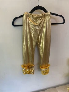 Gold Girls Ruffle Pants Leggings Size 4 New Boutique - Picture 1 of 1