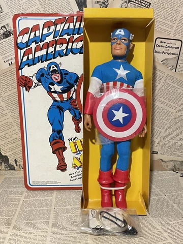 Captain America Fly-Away Mego 1970 12 Figure Vintage New With Box Rare Cover