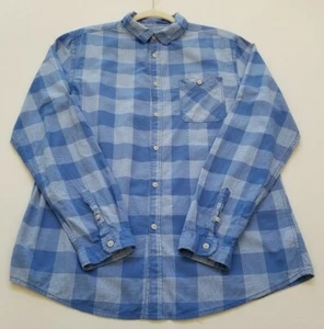 Mossimo Button Up Shirt Mens Medium M Blue White Check Long Sleeve Pocket Cotton - Picture 1 of 9