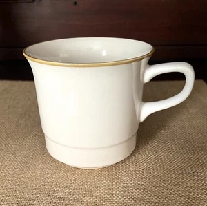Vintage Fine Stoneware Japan Japanese Beige Gold Rim Coffee Mug Cup Elegant - Picture 1 of 7