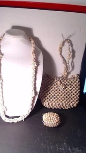 Bolso de Colección Hecho a Mano Cowrie Cáscara A juego Cambio Cartera y COLLAR GRUPO #9 - Imagen 1 de 5