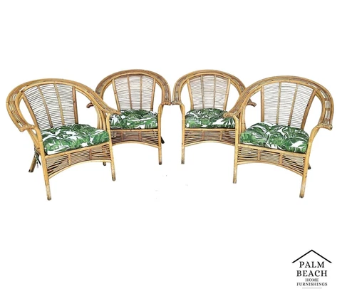 Set of 4 MCM FRANCO ALBINI Style Bamboo Rattan Bentwood Armchairs Cover