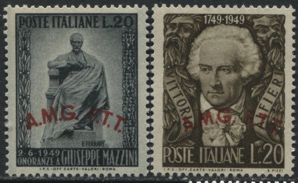 Italy overprinted Trieste Mazzine and Alfier both 20 lire unmounted mint NH - Image 1 of 1