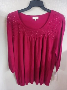 Choices Woman 3x Red Top Beading Above The Bust Retail $50 - Bild 1 von 8