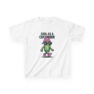 Cucumber Tee, Summer Shirt for Kids, Gift, Unique T-Shirt, Fun Kids Top, Cool As - Picture 1 of 25