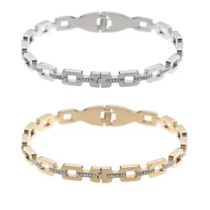 Pulsera de acero inoxidable para mujer circonita oro plata pedrería brazalete belleza sin níquel - Imagen 1 de 5