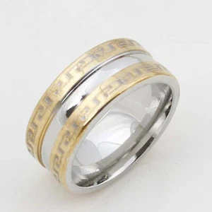 UNISEX UNIQUE DESIGN 9K GOLD PLATED WEDDING BAND SIZE 7.5 (T95) - Picture 1 of 3