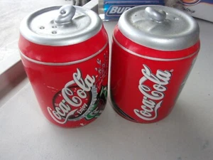 COCA COLA SODA CAN SALT & PEPPER SHAKERS CERAMIC - Picture 1 of 3