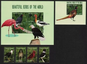 BARGAIN Sierra Leone Flamingos Eagle Owl Pheasant Birds 4v+2 MSs 2004 MNH - Picture 1 of 1