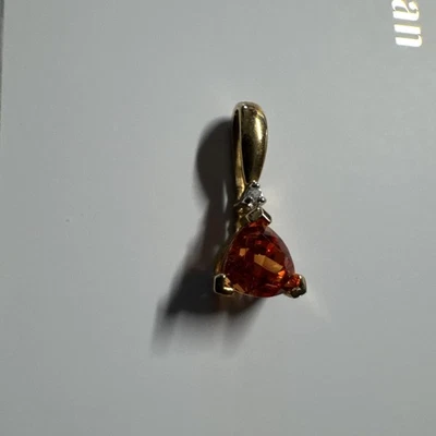 Подвеска с темно оранжевый драгоценный камень красивый 10K желтое золото - Изображение 1 из 4