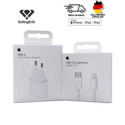 Original Apple 1M-2M USB-C Lightning Kabel / 20W Netzteil iPhone 14 13 12 X 9Pro - Bild 1 von 4