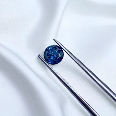 0.19ct Natural Loose Diamond Round Cut Treated Blue Color -  I2 Quality 3.6mm - Image 1 of 4