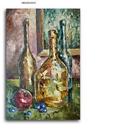 still life palette knife original painting fruit wi Michael Lang art - Image 1 of 4