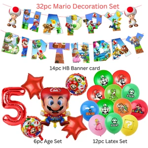 Super Mario Balloons birthday banner card kids decorations party foil latex set - Picture 1 of 13