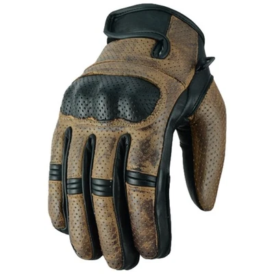 Guantes de moto para hombre de cuero premium perforado armadura protectora nudillo Foto 1 de 2