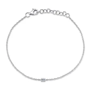 0.03ct Baguette Cut Diamond Bezel Bracelet in 14K White Gold - Picture 1 of 2