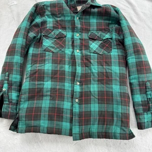 Arrow Sportswear Jacket Mens Medium Green Black Plaid Quilted Lined Flannel - Picture 1 of 7
