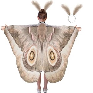 Xtinmee Kinder Motte Schmetterlingsflügel Cape Kostüm Mottenschal Flügel Stirnband Feder... - Bild 1 von 7