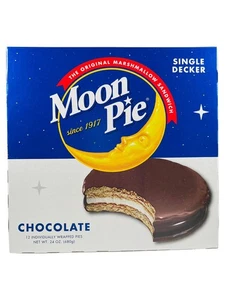 Moon Pie Single Decker - Chocolate. The Original Marshmallow Sandwich, 12 Pasteles - Imagen 1 de 3