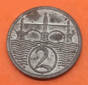 Tschechoslowakei - 2 Helere 1924 RAR Zink Ceskoslovenska Coin Münze - Bild 1 von 2