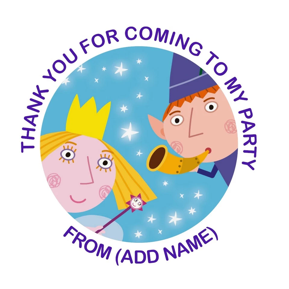 24 x Personalised for Ben and Holly Birthday Stickers, party 45mm sweet