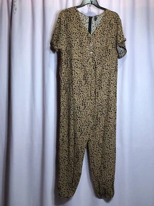Neu ohne Etikett Shein XXL 1X? Jumpsuit Hose braun schwarz Animal Print Reißverschluss Y18 - Bild 1 von 12