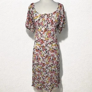 Y2K Billabong Midi Dress Size S Milkmaid Ditzy Floral Cottagecore Peasant Grunge - Picture 1 of 13