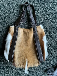 Diane Gail Springbok Real Fur Leather Shoulder Bag Tote Designer Hobo Purse 00s - Picture 1 of 12