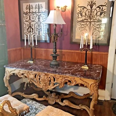 Antiguo comedor o entrada tallada en mármol travertino... Impresionante Foto 1 de 4