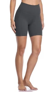 Amazon Women's Charcoal Gray High Waisted Yoga Shorts with Pockets Size Small - Picture 1 of 10