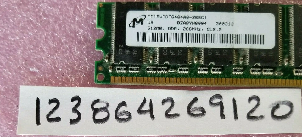 512MB PC RAM DDR1 266  PC2100 DDR 266 184PIN NON-ECC CL2.5 DUAL  RANK 2RX8 32X8 - Image 1 of 1