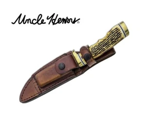 Uncle Henry Golden Spike Fixed Blade Knife Leather Sheath 153UH hunting camping - Picture 1 of 3