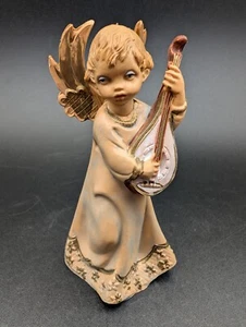 Vintage Depose Italy Fontanini 4.5" Angel Playing Lute #164 Spider Mark Figurine - Picture 1 of 9