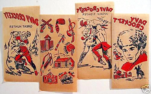 1950 Davy Crockett Juego Completo de 4 TV Transferencias Premium Antiguo Sin Usar Stock de Tienda Foto 1 de 1