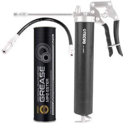 TECPO + MANNOL TECPO EINHAND FETTPRESSE HANDFETTPRESSE SCHLAUCH + 400g MANNOL MEHRZWECKFETT MP2