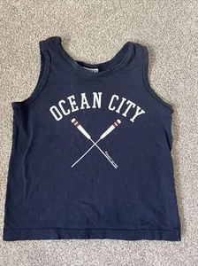 Vintage Breezin Up Kids Ocean City New Jersey Tank Top Navy Blue Oars Large L - Picture 1 of 4