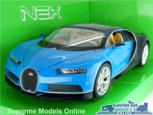 BUGATTI CHIRON MODEL CAR 1:24 SIZE BLUE WELLY OPENING PARTS LARGE SUPER SPORTS K - Picture 1 of 6