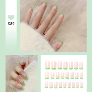2 Sets Unghie Finte Con Colla Decorazioni Femminili Adesivi Gialle Verdi - Foto 1 di 18