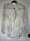 $198 NEW 7 For All Mankind Silk Tie Neck Blouse in White Gold Viscose Medium