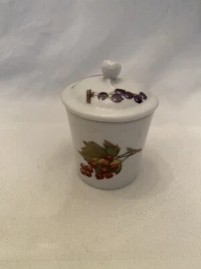 Vintage ROYAL WORCESTER EVESHAM Small Porcelain Mustard Jar w/Lid - Picture 1 of 7